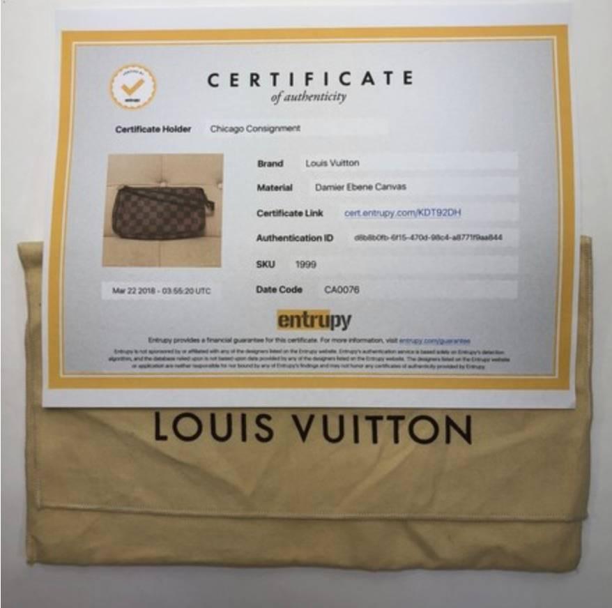 MODEL - Louis Vuitton Damier Ebene Pochette Accessories

CONDITION - Looks NEW! No signs of wear.

SKU - 1999

ORIGINAL RETAIL PRICE - 895 + tax

DATE/SERIAL CODE - CA0076

ORIGIN - Spain

PRODUCTION - 2006

DIMENSIONS - L9 x H5 x D2

STRAP/HANDLE