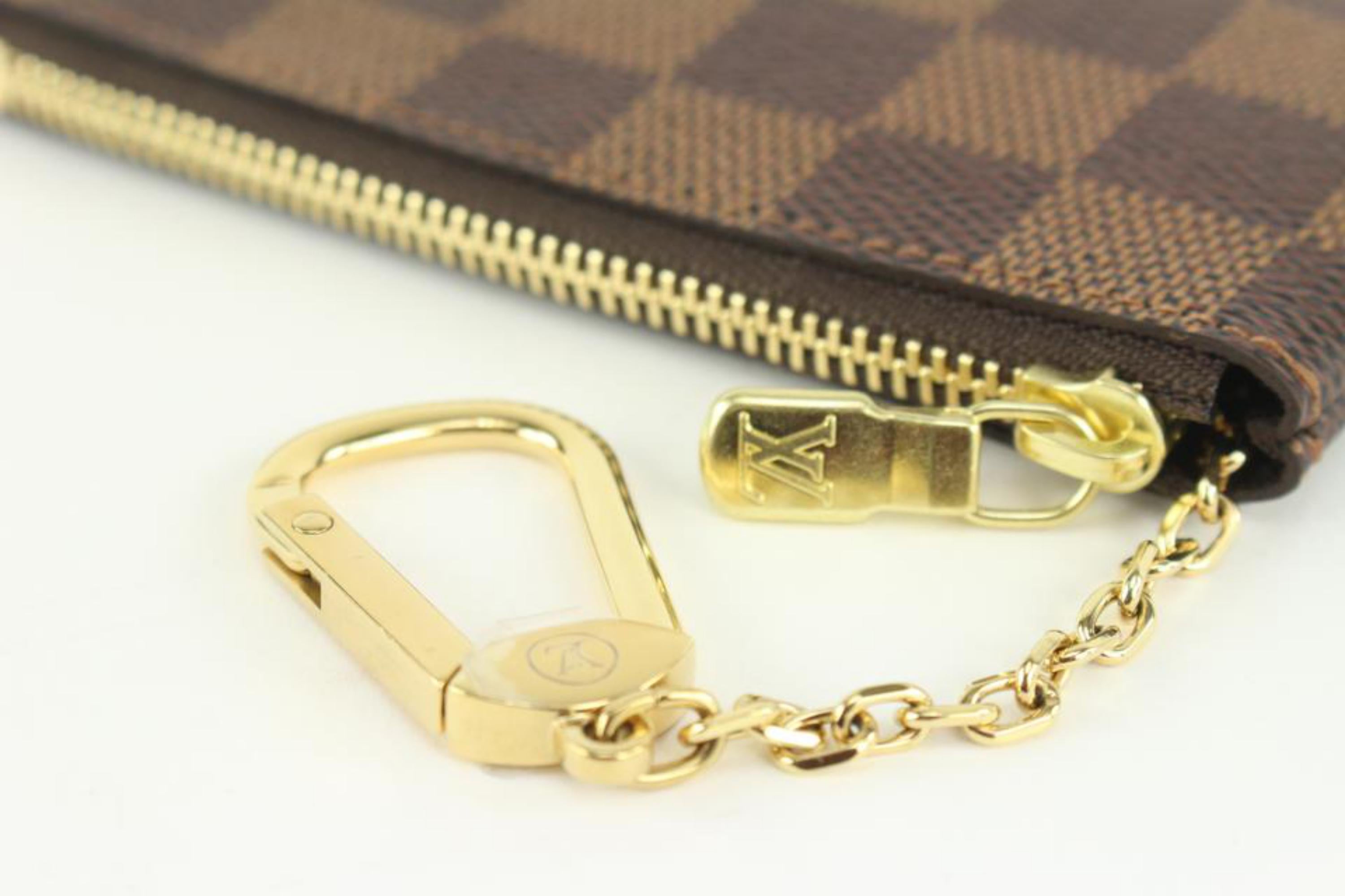 Women's Louis Vuitton Damier Ebene Pochette Cles Key Pouch Keychain 121lv29