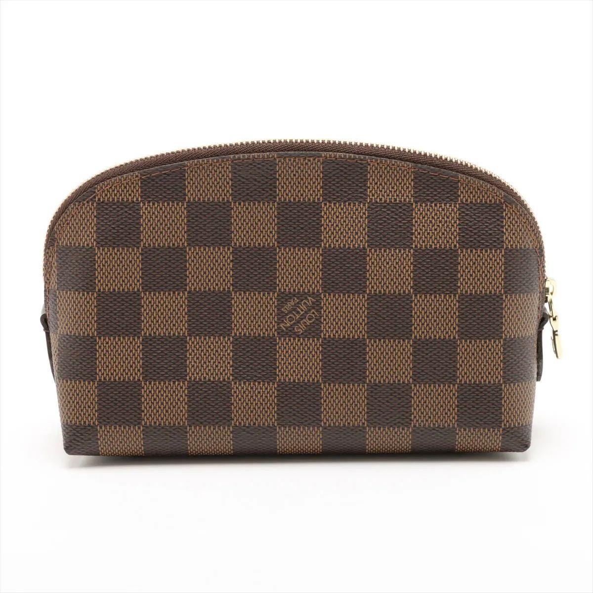 Louis Vuitton Damier Ebene Pochette Kosmetiktasche PM (Braun) im Angebot