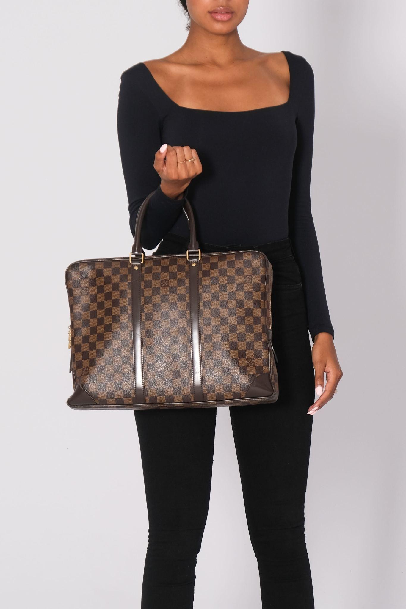 Black Louis Vuitton Damier Ebene Porte-documents Voyage PM Briefcase Bag For Sale