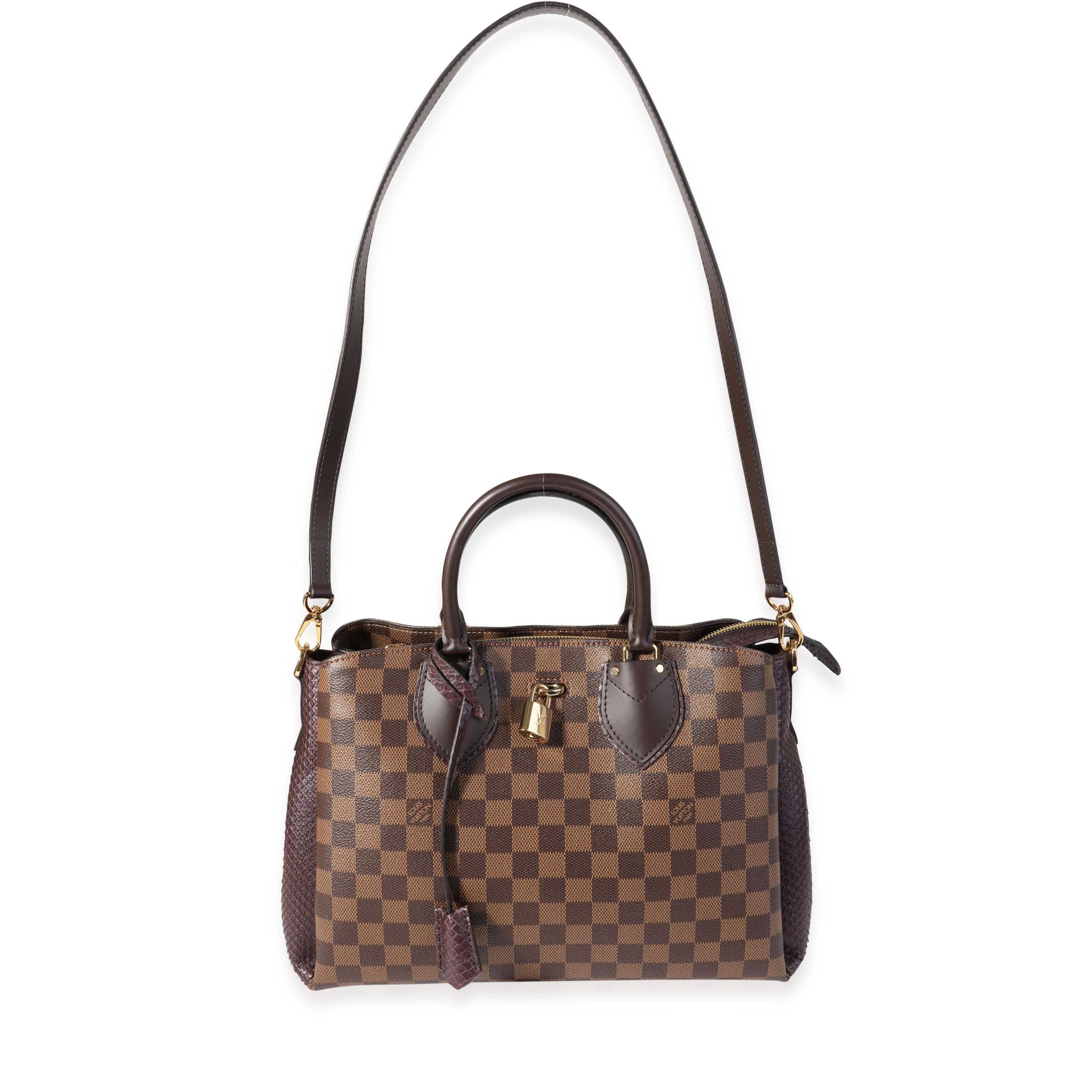 Listing Title: Louis Vuitton Damier Ebene & Purple Python Normandy Bag
SKU: 120020
Condition: Pre-owned (3000)
Handbag Condition: Very Good
Condition Comments: Very Good Condition. Plastic on some hardware. Faint scuffing to exterior leather.