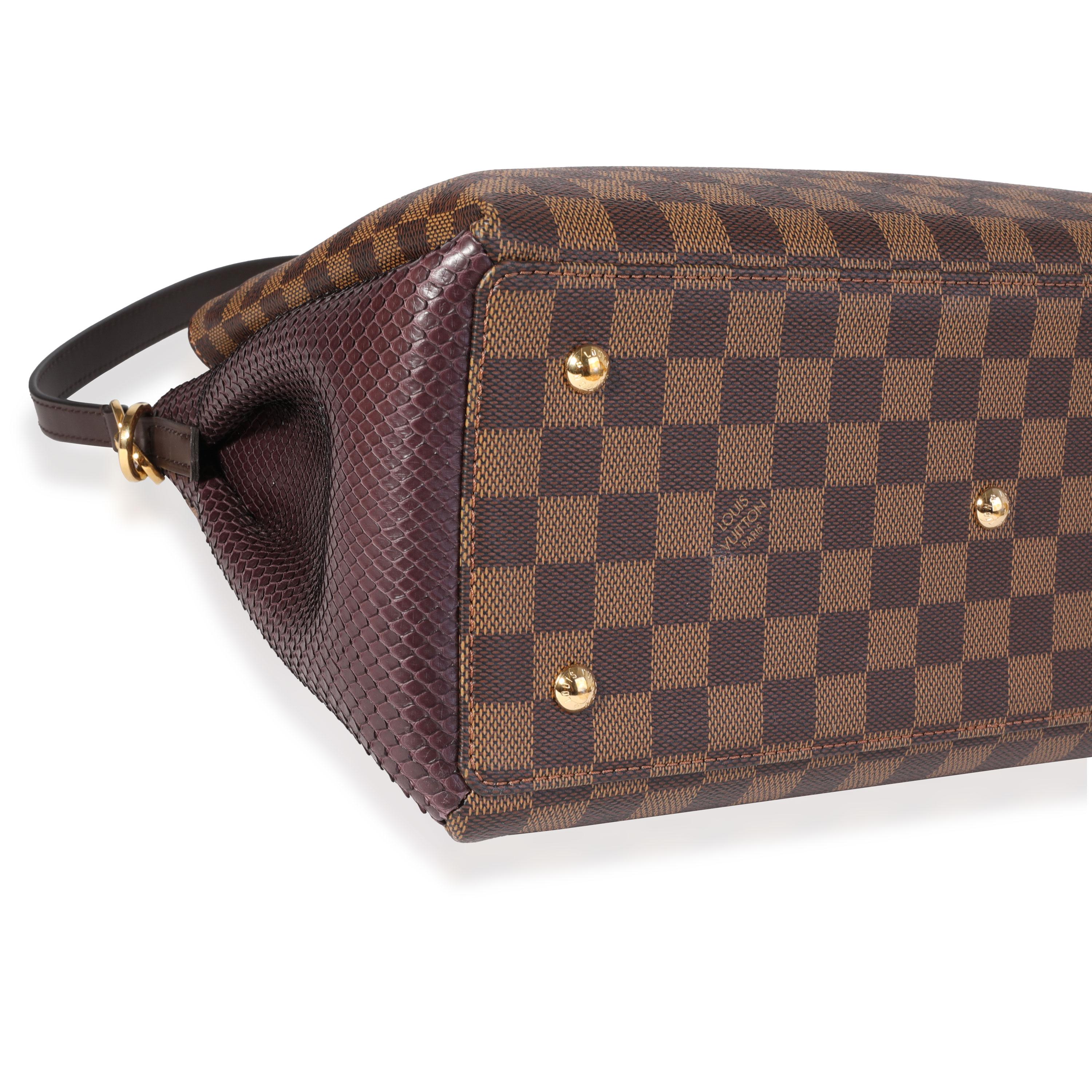 Louis Vuitton Damier Ebene & Purple Python Normandy Bag In Excellent Condition For Sale In New York, NY