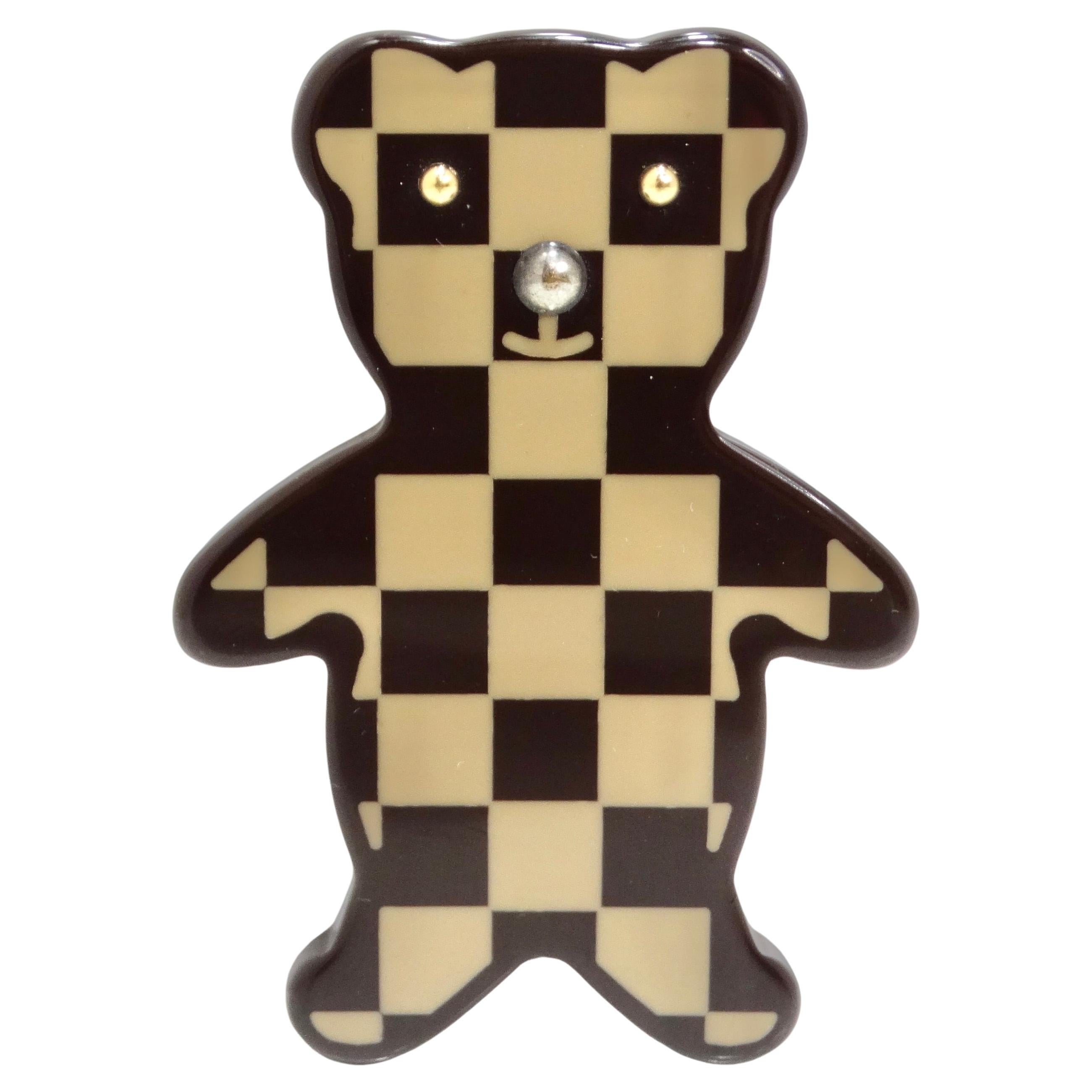 Louis Vuitton Damier Ebene Resin Teddy Bear Brooch For Sale