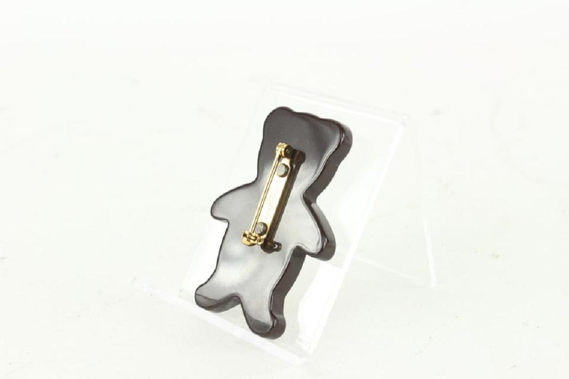Louis Vuitton Damier Ebene Resin Teddy Bear Brooch Pin 101lv15 5