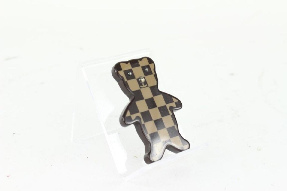 Black Louis Vuitton Damier Ebene Resin Teddy Bear Brooch Pin 101lv15