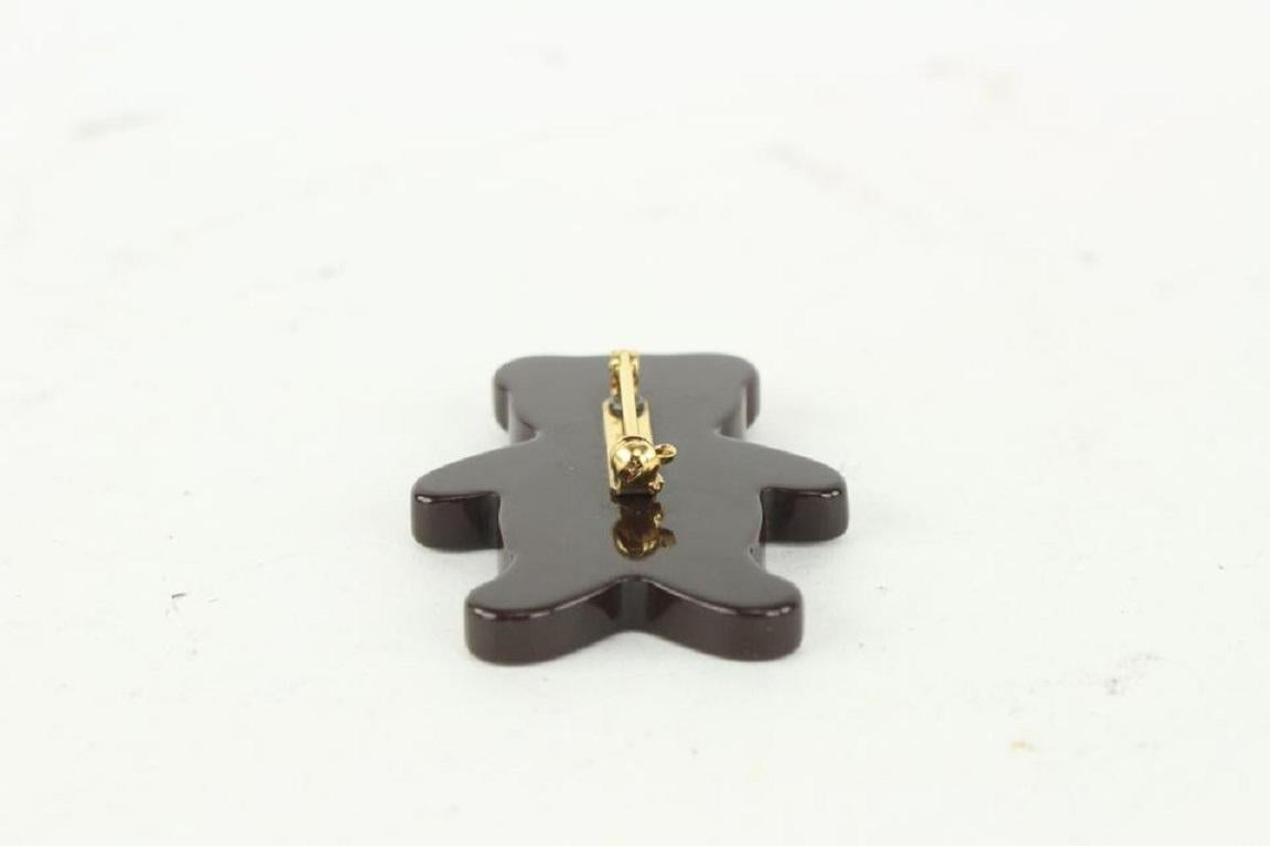Women's Louis Vuitton Damier Ebene Resin Teddy Bear Brooch Pin 101lv15