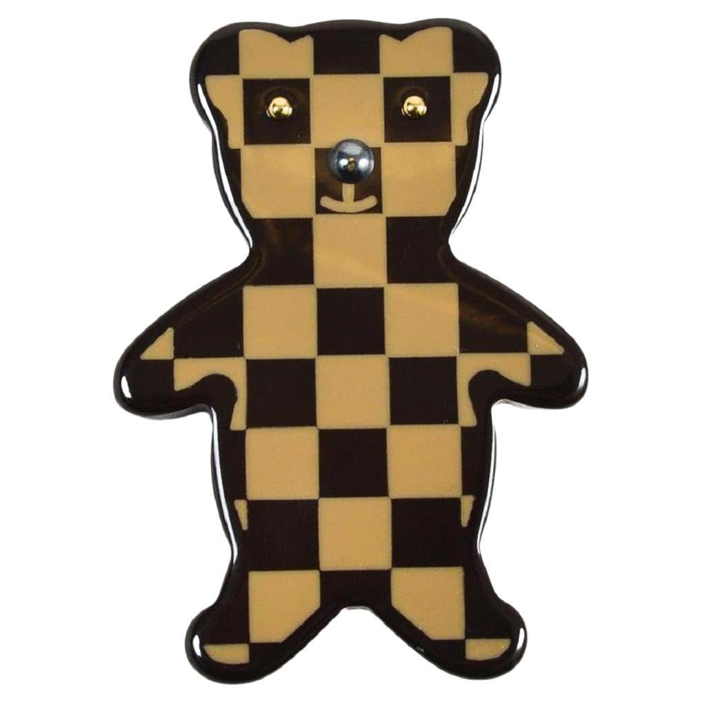 Louis Vuitton Damier Ebene Resin Teddy Bear Brooch Pin 101lv15