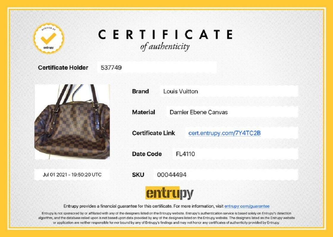 Louis Vuitton Damier Ebene Rivington GM Bowler 218lv89 In Good Condition For Sale In Dix hills, NY