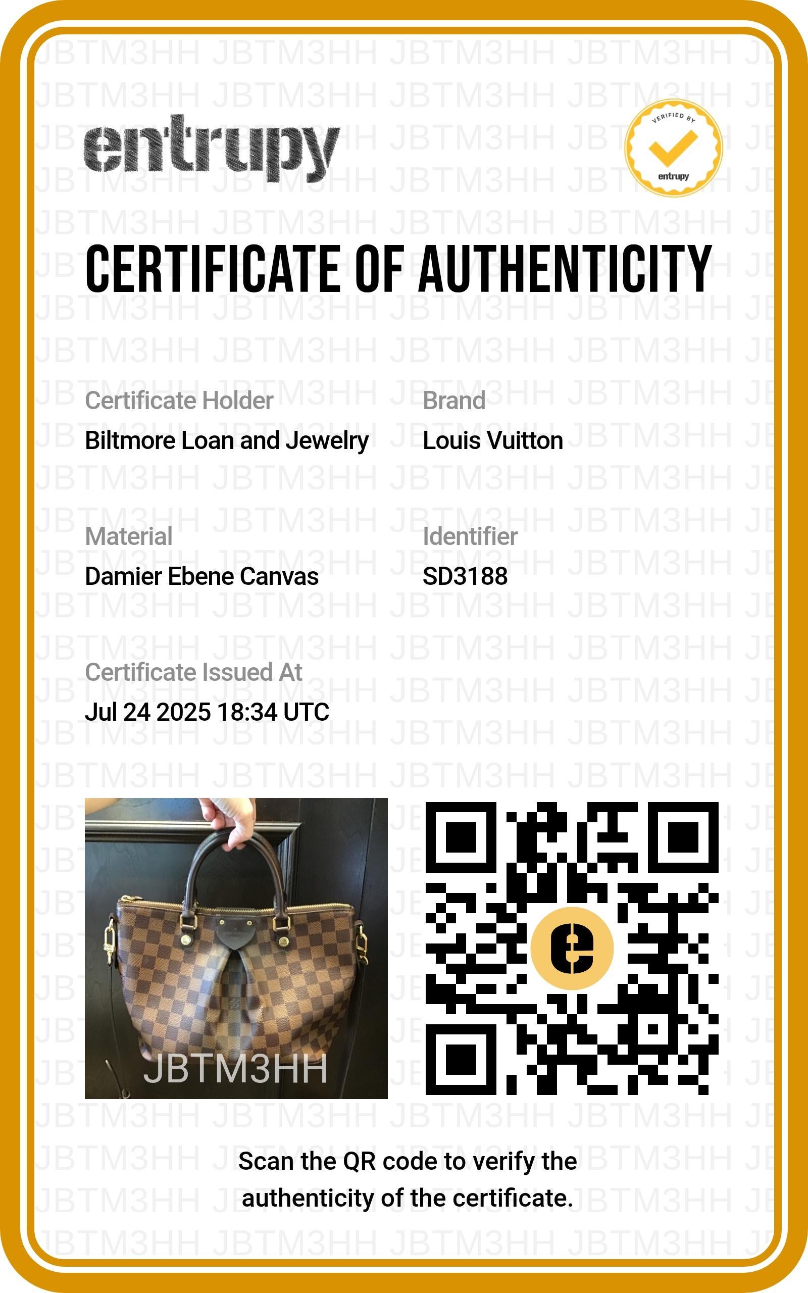 Bolso Louis Vuitton Damier Ebene Siena PM en venta 6