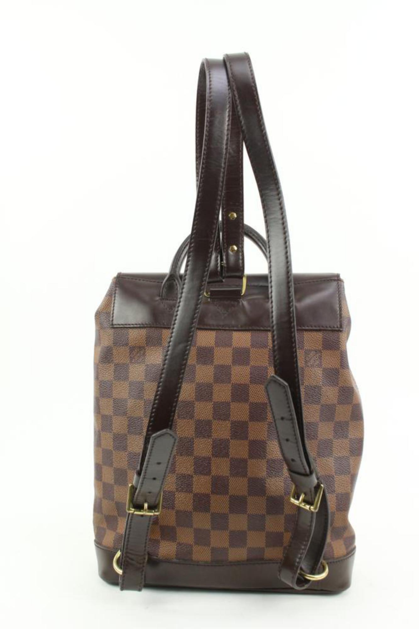 Louis Vuitton Damier Ebene Soho Backpack s210lv61 In Good Condition For Sale In Dix hills, NY