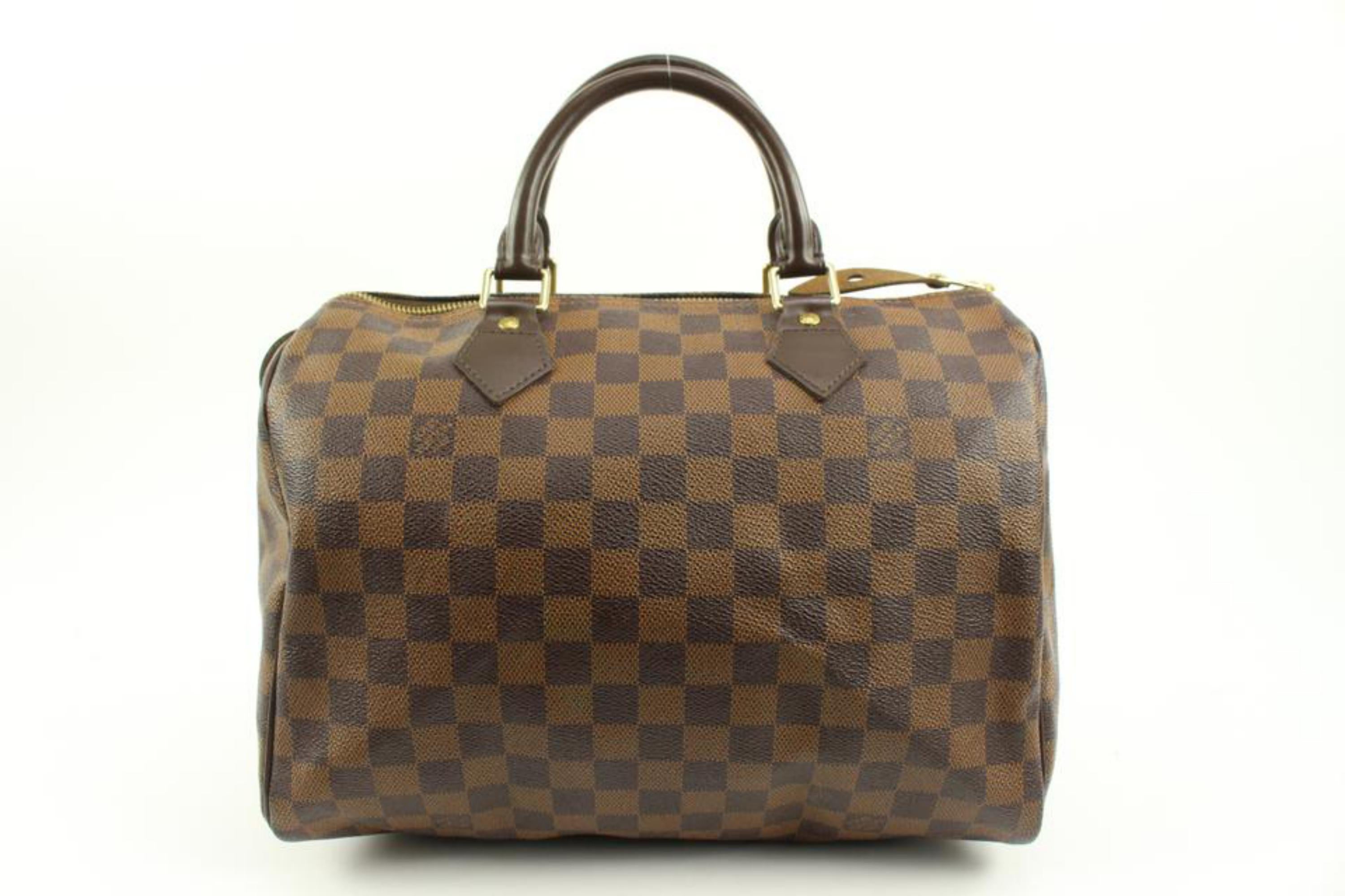 Brown Louis Vuitton Damier Ebene Speedy 30 Boston Bag MM 68lv218s For Sale