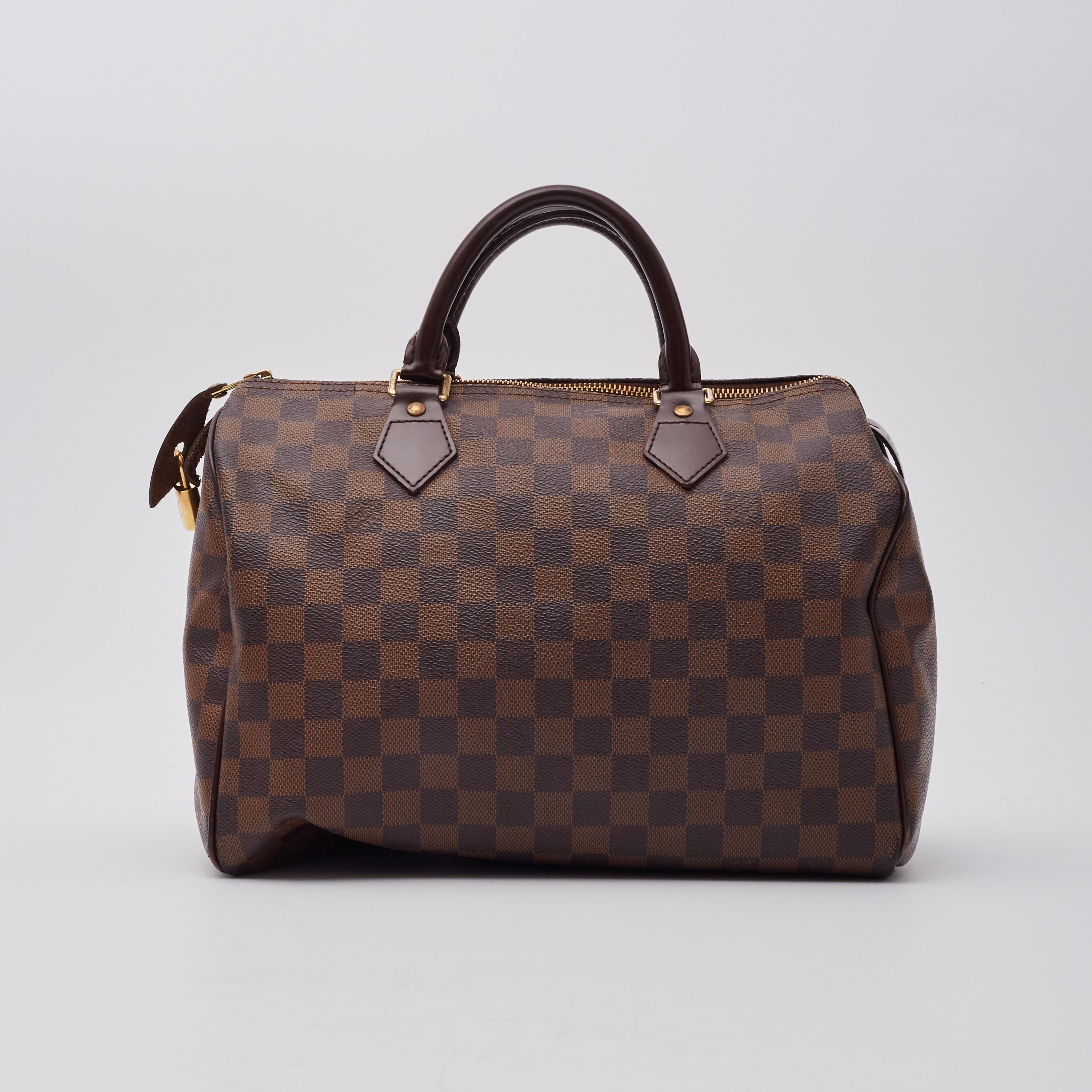 Louis Vuitton Damier Ebene Speedy 30 Handtasche mit Riemen Damen im Angebot