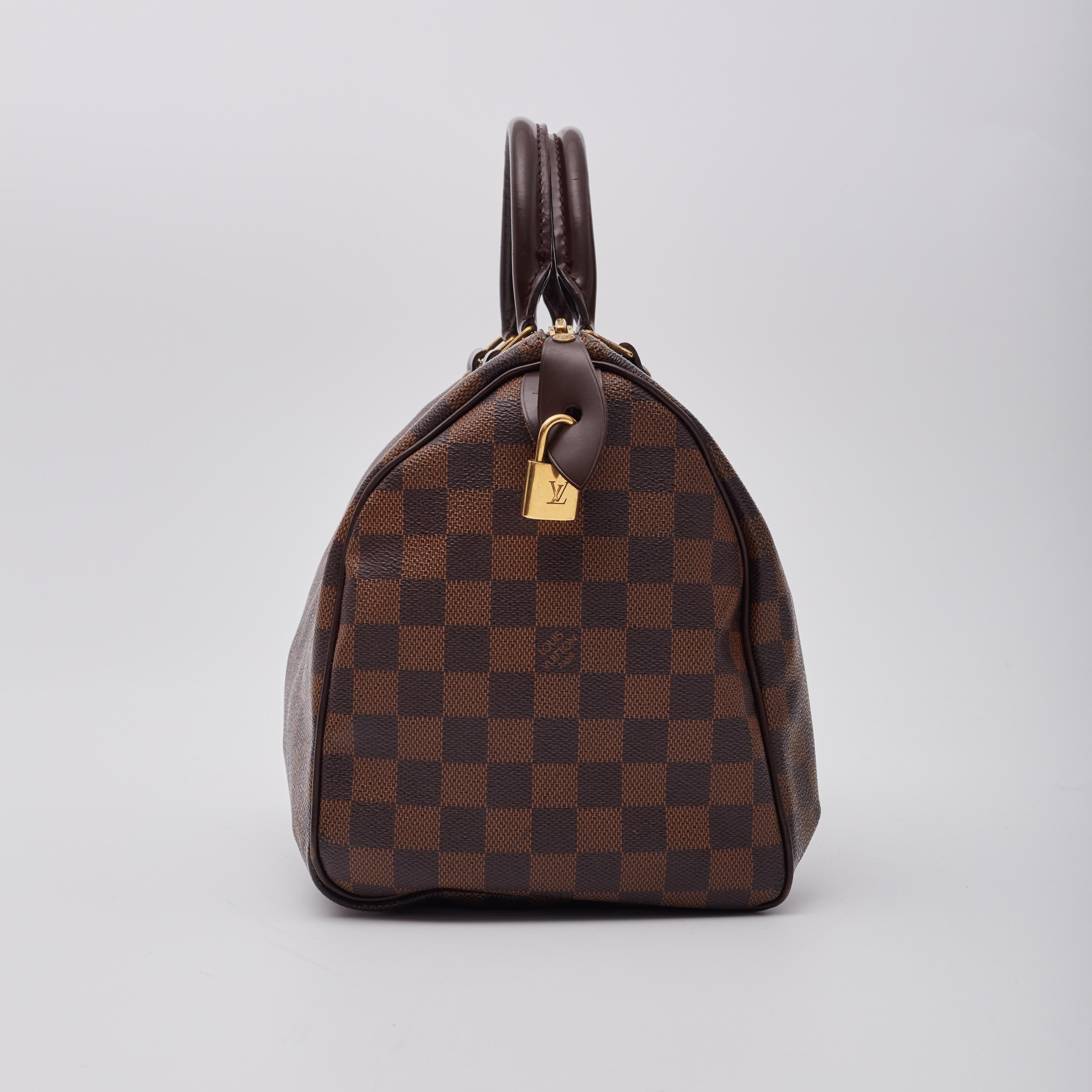 Louis Vuitton Damier Ebene Speedy 30 Handtasche mit Riemen im Angebot 2