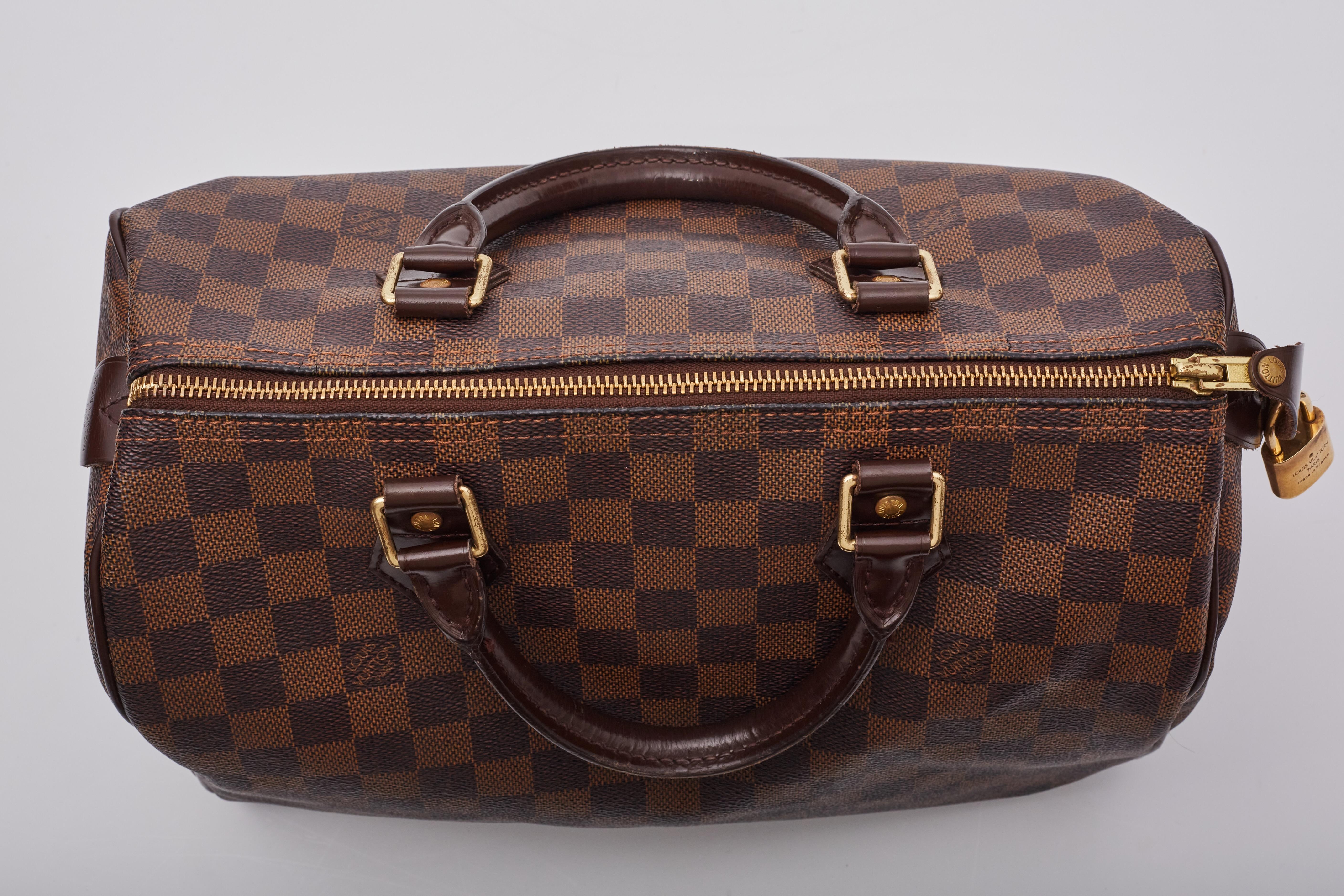 Louis Vuitton Damier Ebene Speedy 30 Handtasche mit Riemen im Angebot 3