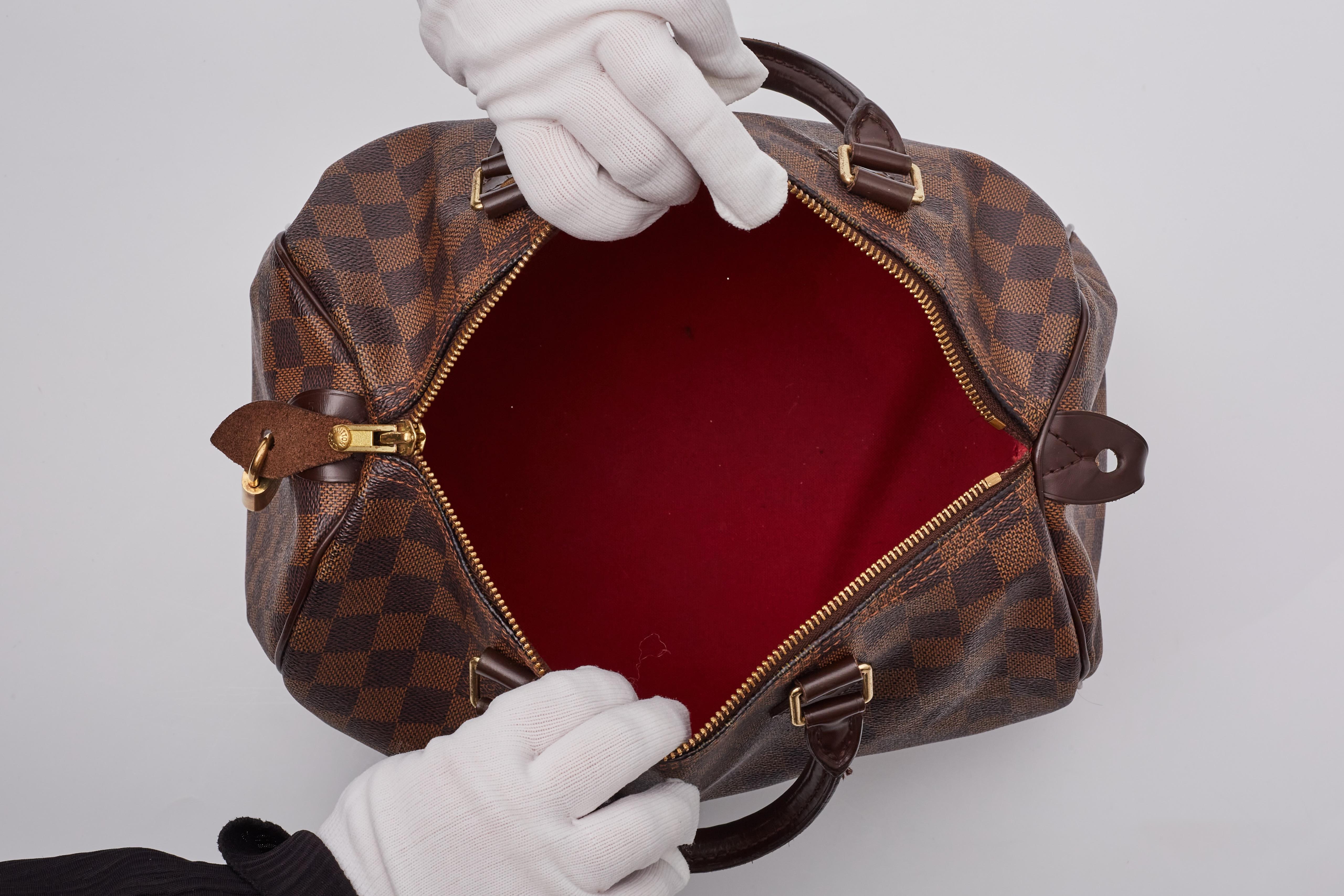 Louis Vuitton Damier Ebene Speedy 30 Handtasche mit Riemen im Angebot 4