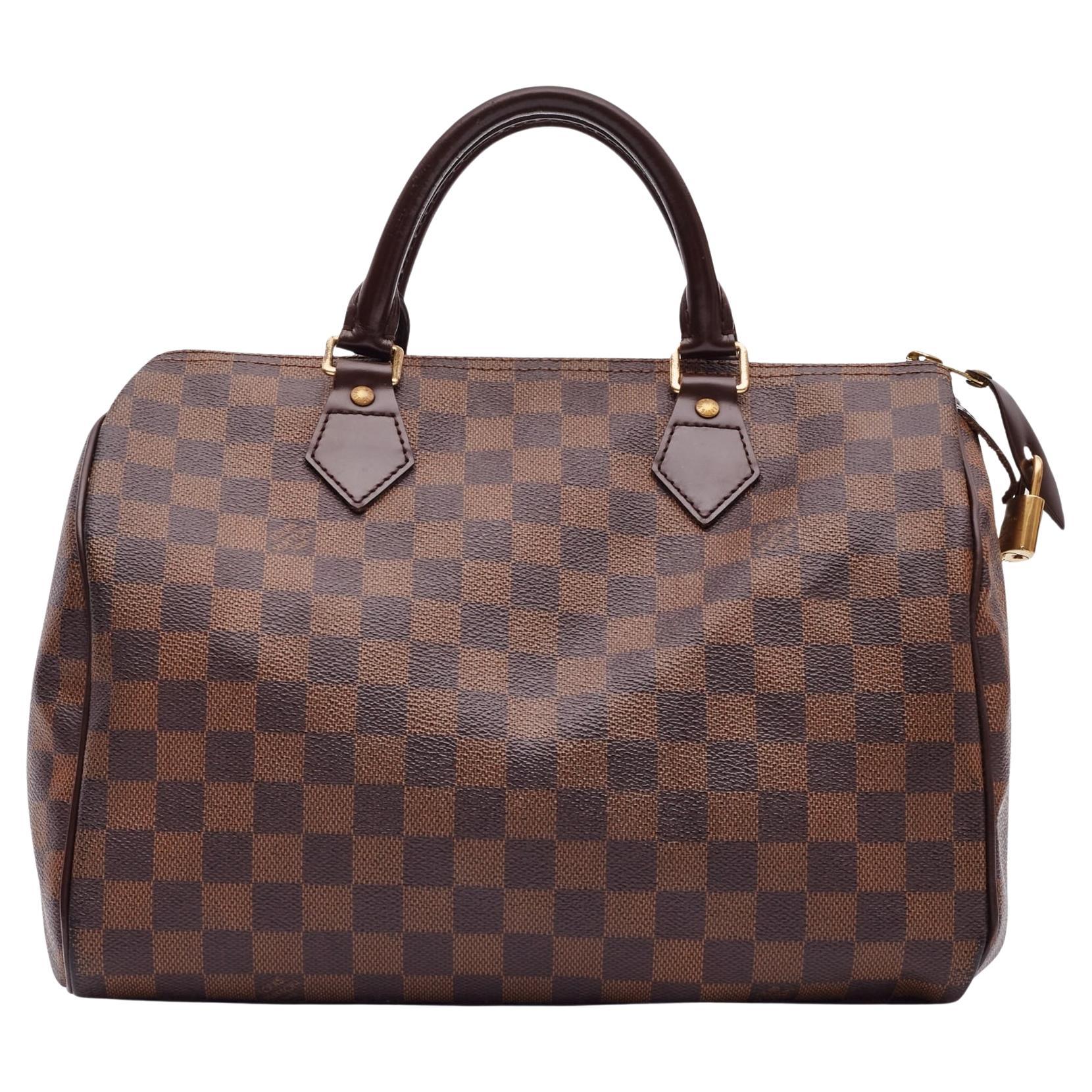 Louis Vuitton Damier Ebene Speedy 30 Handbag With Strap For Sale