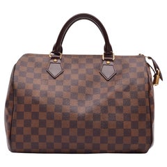 Used Louis Vuitton Damier Ebene Speedy 30 Handbag With Strap