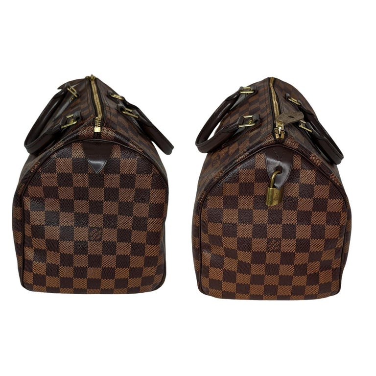 $1300 Louis Vuitton Damier Ebene Checker Speedy 30 Tote Bag Purse