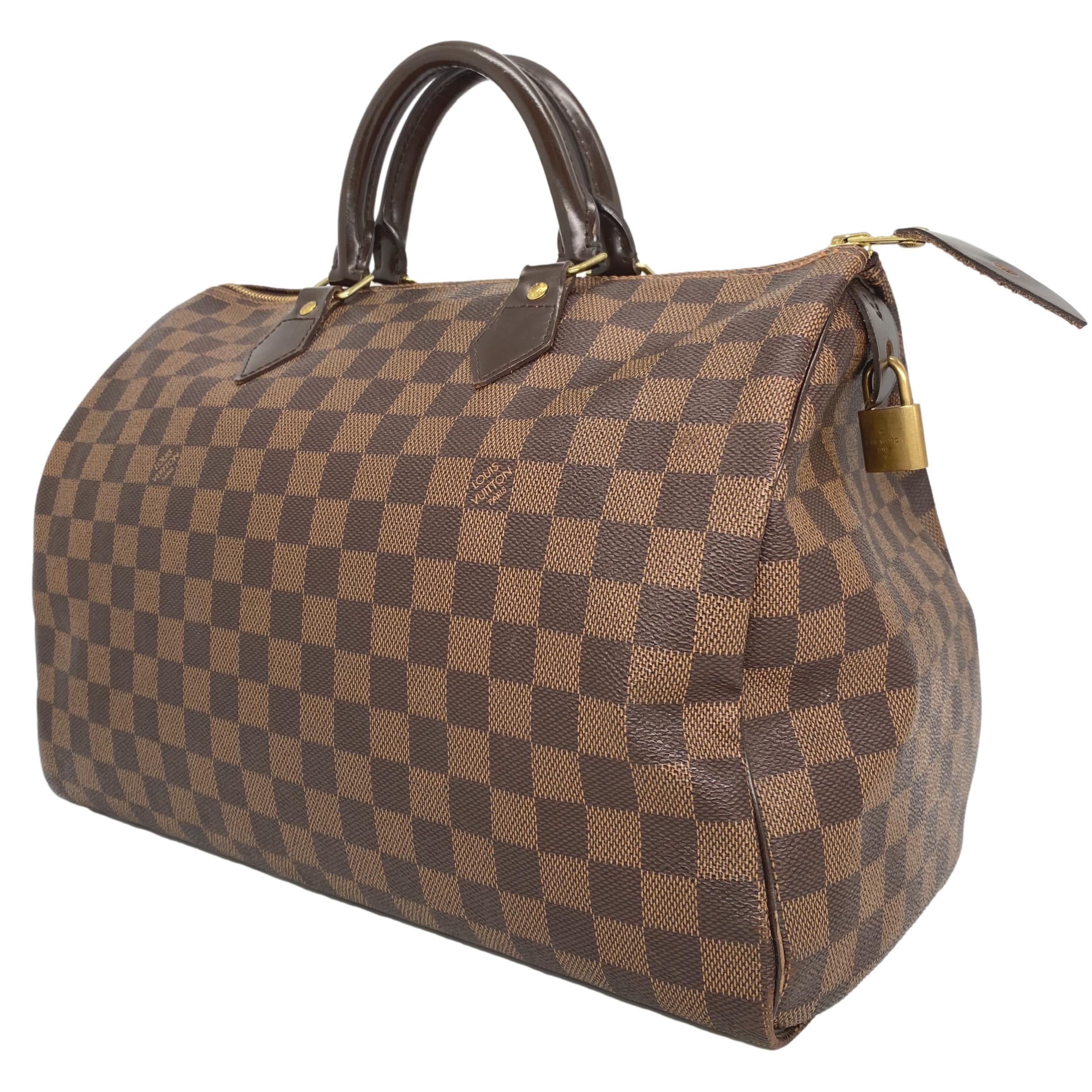 Louis Vuitton Damier Ebene Speedy 35 Top Handle Bag, France 2011. In Good Condition In Banner Elk, NC