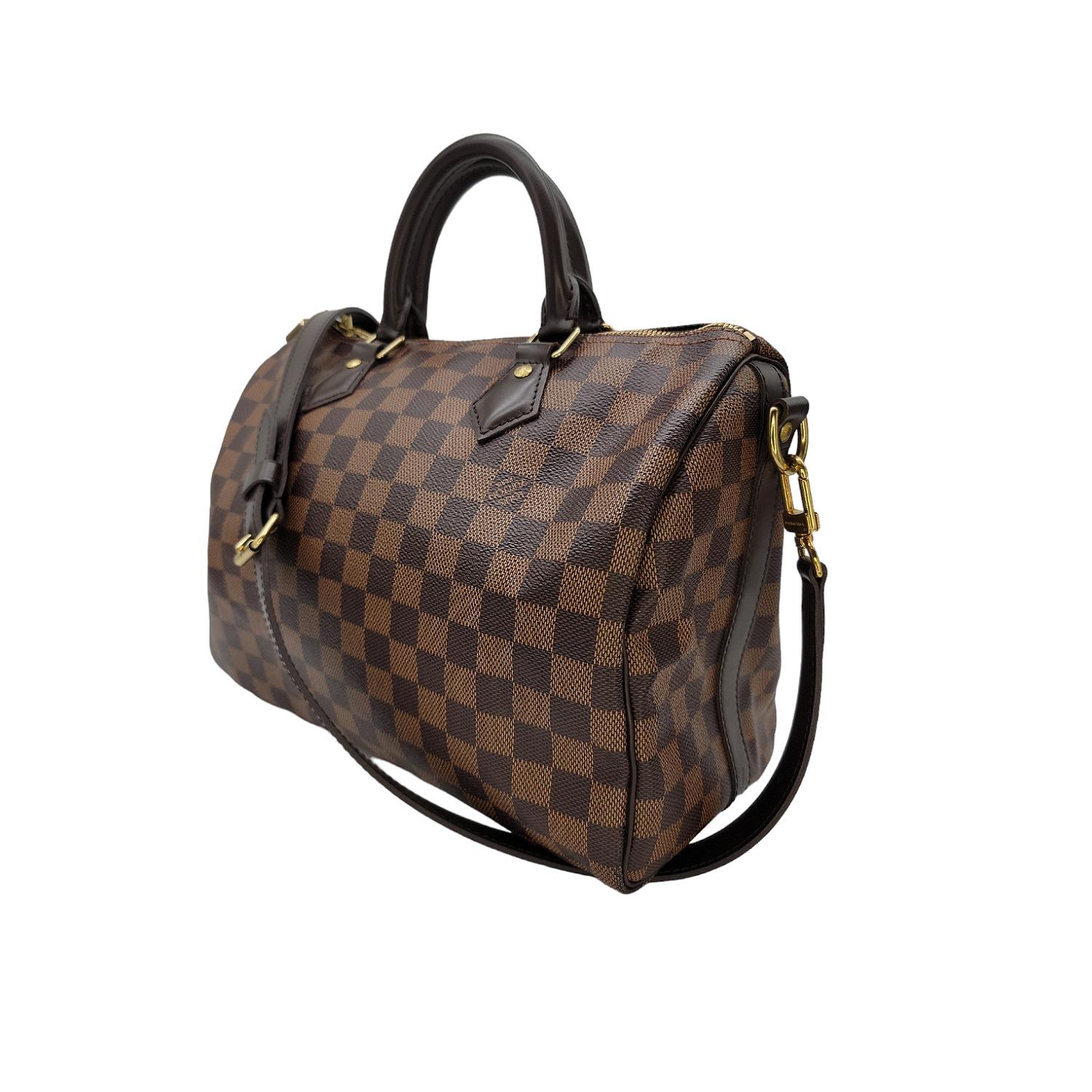 Women's or Men's Louis Vuitton Damier Ebene Speedy Bandouliere 30 Bag For Sale