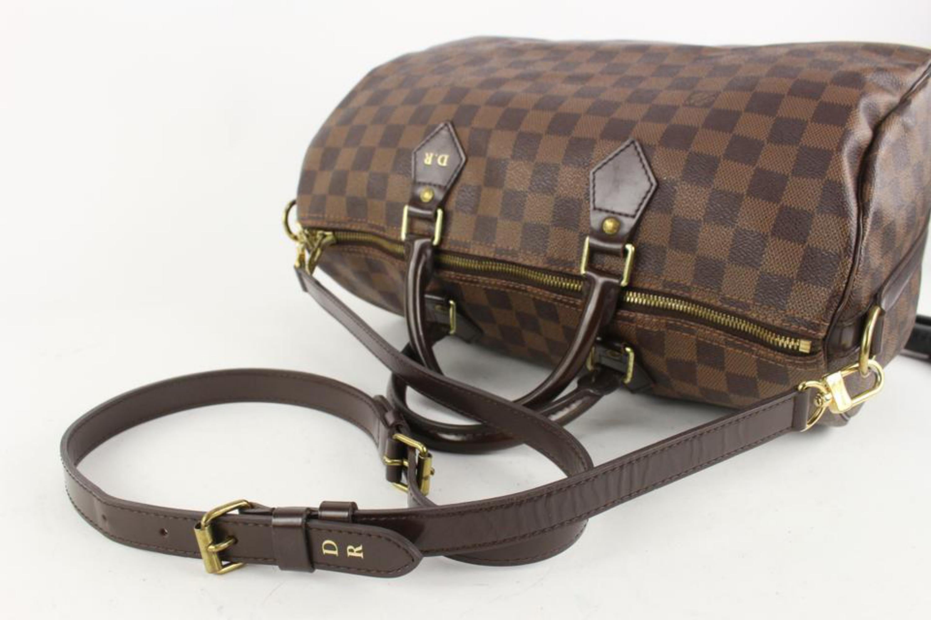 Louis Vuitton Damier Ebene Speedy Bandouliere 35 with Strap 112lv21 For Sale 7