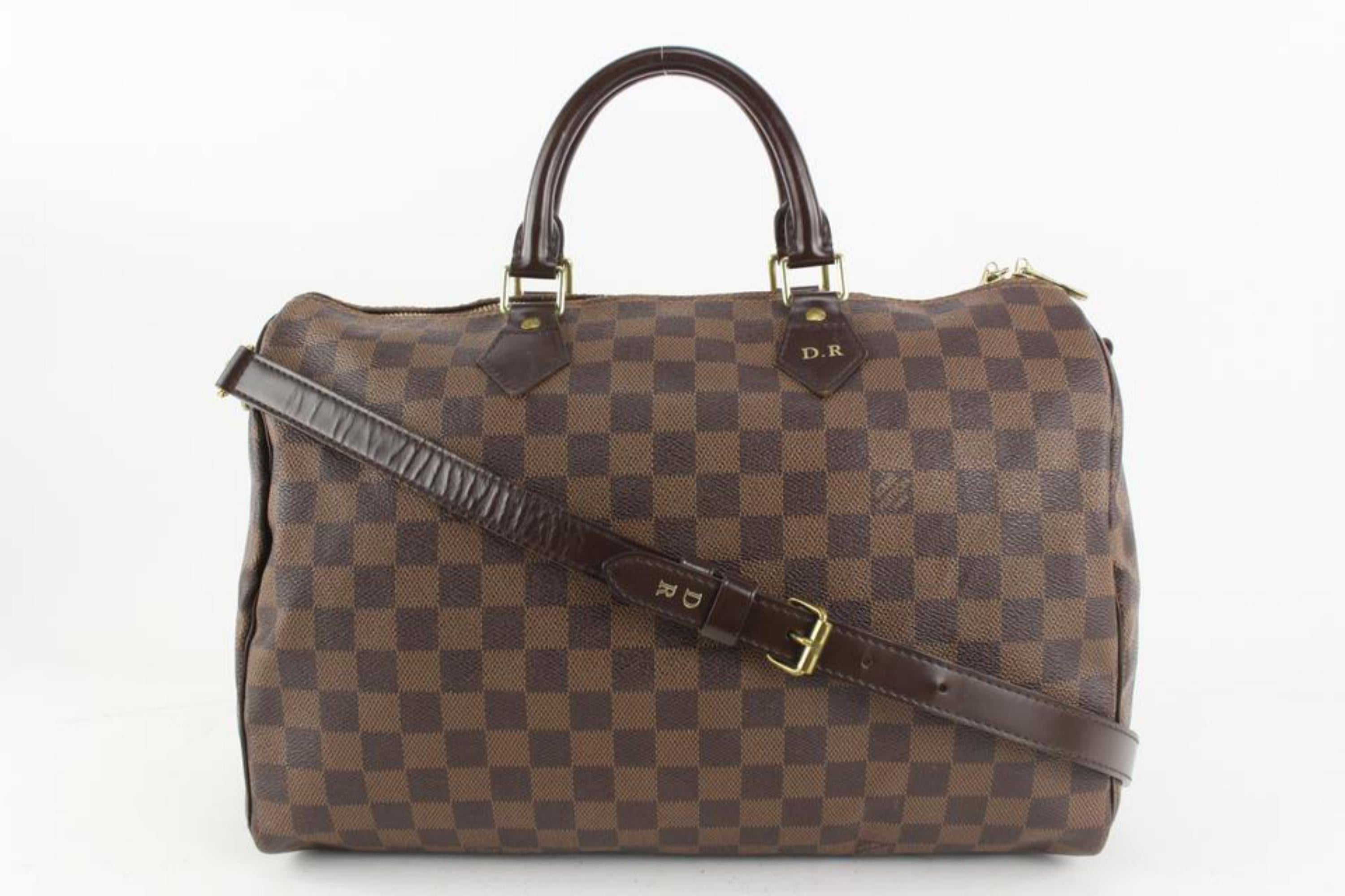 Louis Vuitton Damier Ebene Speedy Bandouliere 35 with Strap 112lv21 For Sale 2