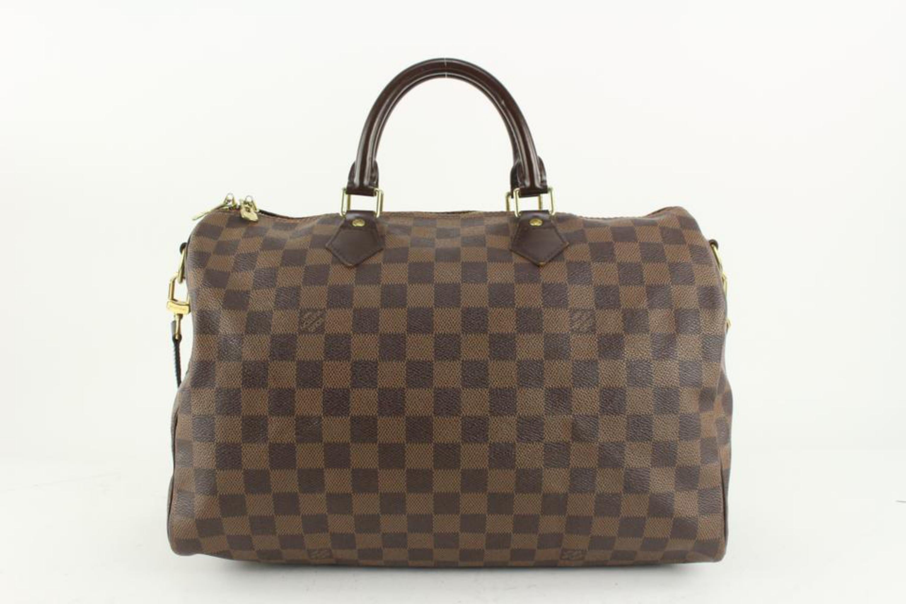 Louis Vuitton Damier Ebene Speedy Bandouliere 35 with Strap 112lv21 For Sale 4