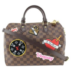 Louis Vuitton Damier Ebene Stories Speedy Bandouliere 30 Patches with 19lk810s