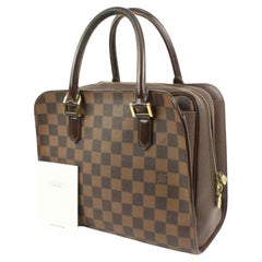 Bolso cabas Louis Vuitton L 375817, Sac à main Louis Vuitton Triana en  toile damier ébène et cuir glacé marron