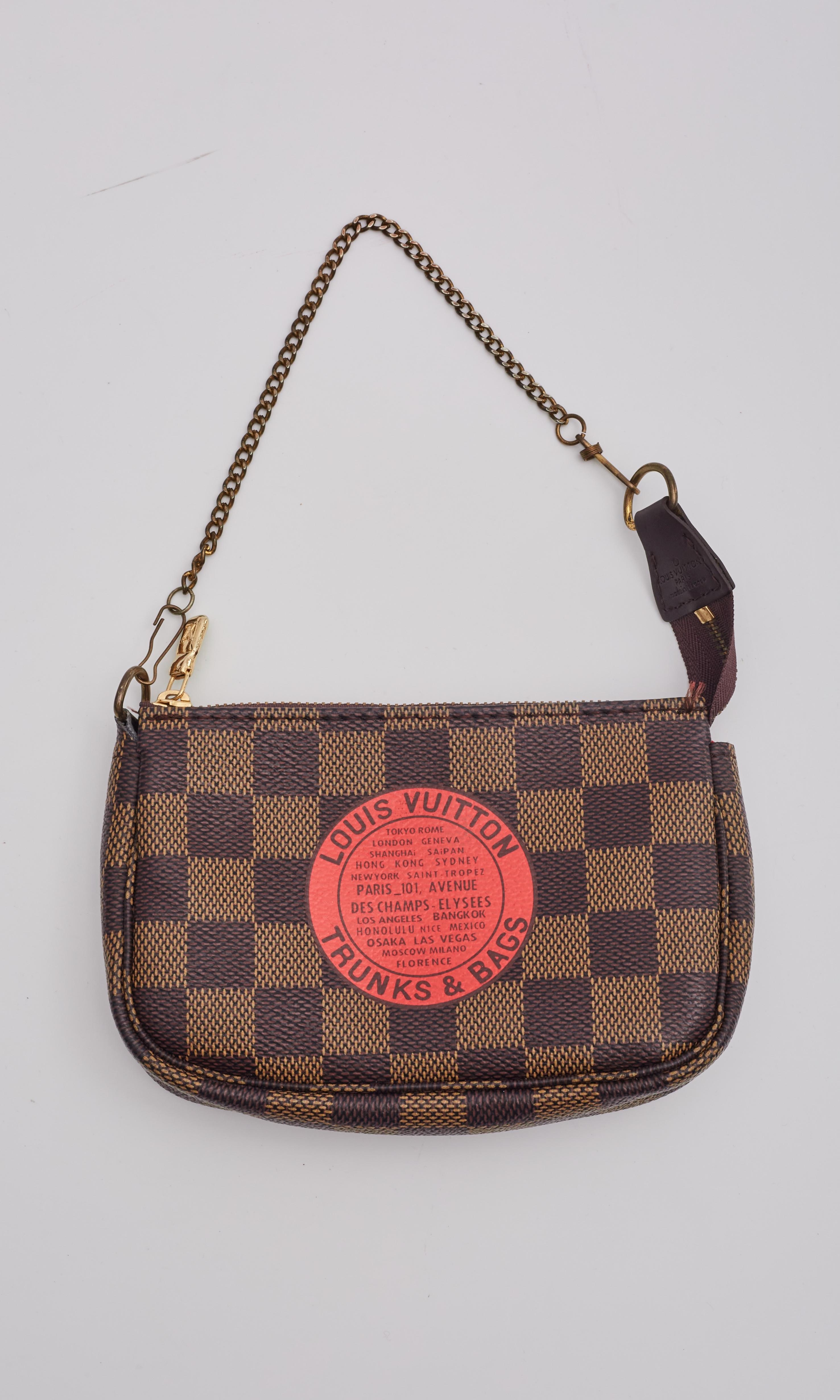 Brown Louis Vuitton Damier Ebene Trunks & Bags Pochette Accessoires Mini For Sale