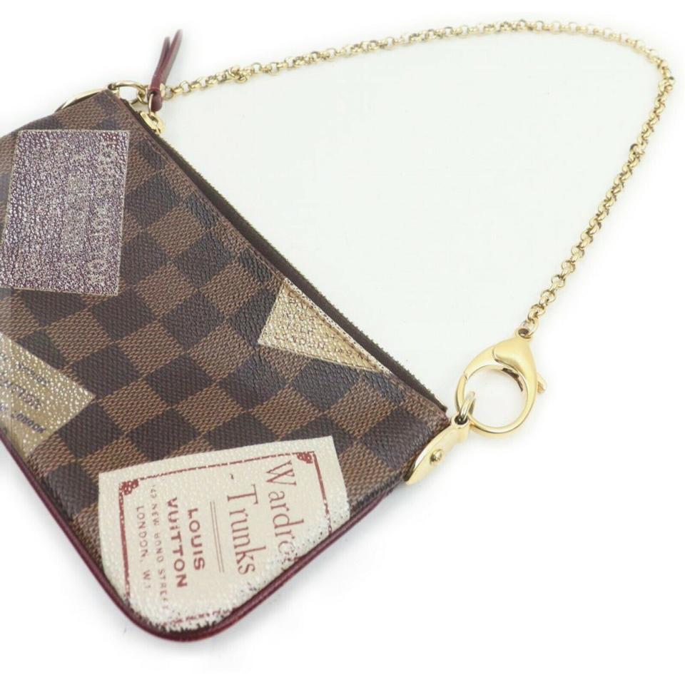Gray Louis Vuitton Damier Ebene Trunks Pochette Milla Wristlet Bag 862895 For Sale