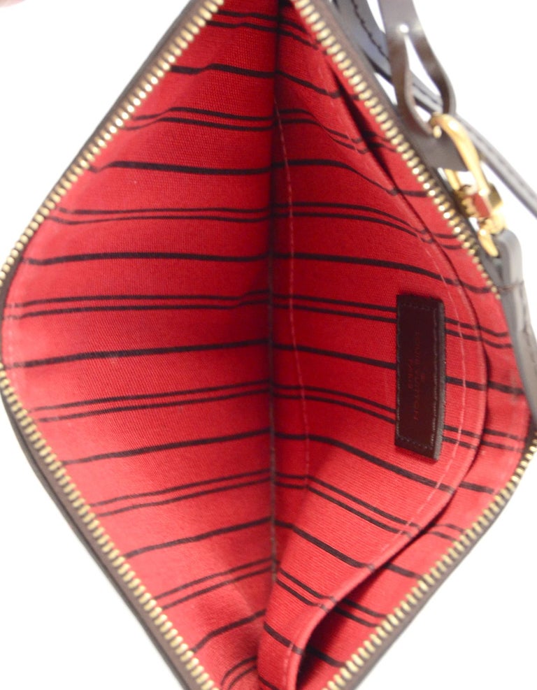 Louis Vuitton Damier Ebene Zip Top Neverfull Insert/Wrislet Bag For Sale at 1stdibs