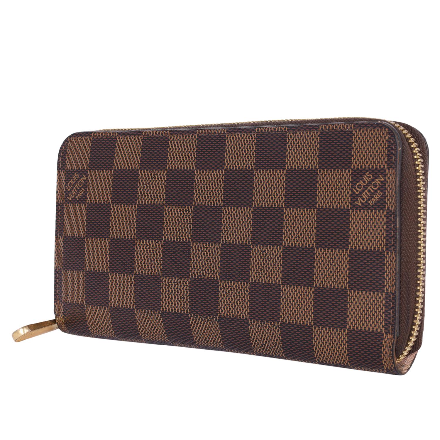 Louis Vuitton Damier Ebene Zippy Wallet Rose Ballerine Brown In Good Condition In Salt Lake Cty, UT