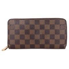 Louis Vuitton Damier Ebene Zippy Wallet Rose Ballerine Brown