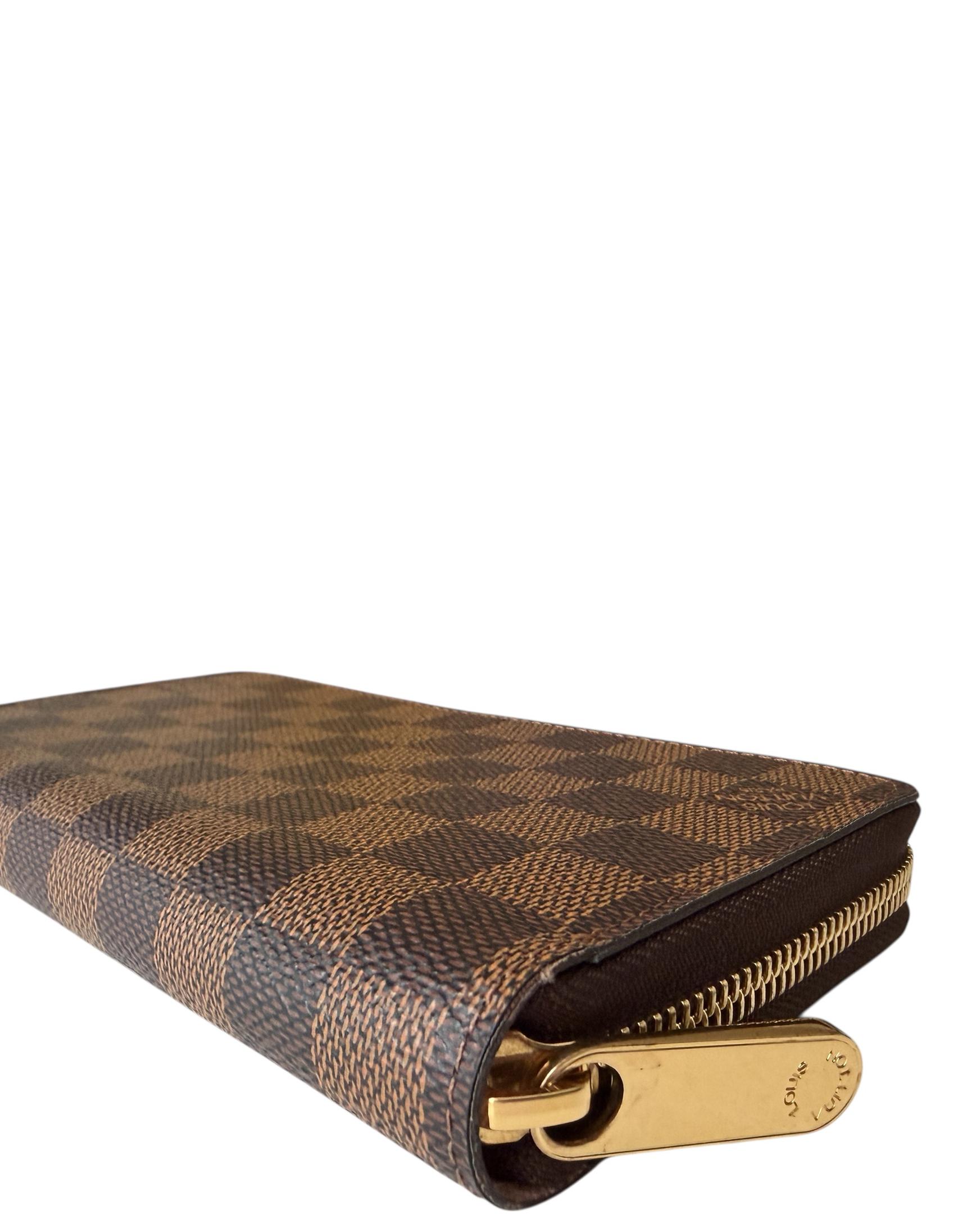 Louis Vuitton Damier Ebene Zippy Wallet w/ Pink Interior In condizioni ottime in vendita a New York, NY