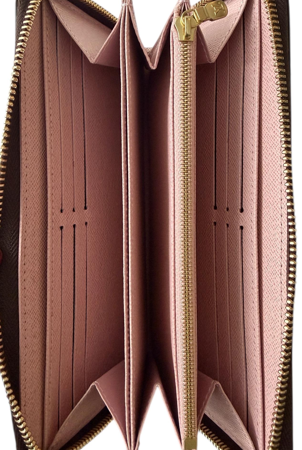 Louis Vuitton Damier Ebene Zippy Wallet w/ Pink Interior in vendita 2