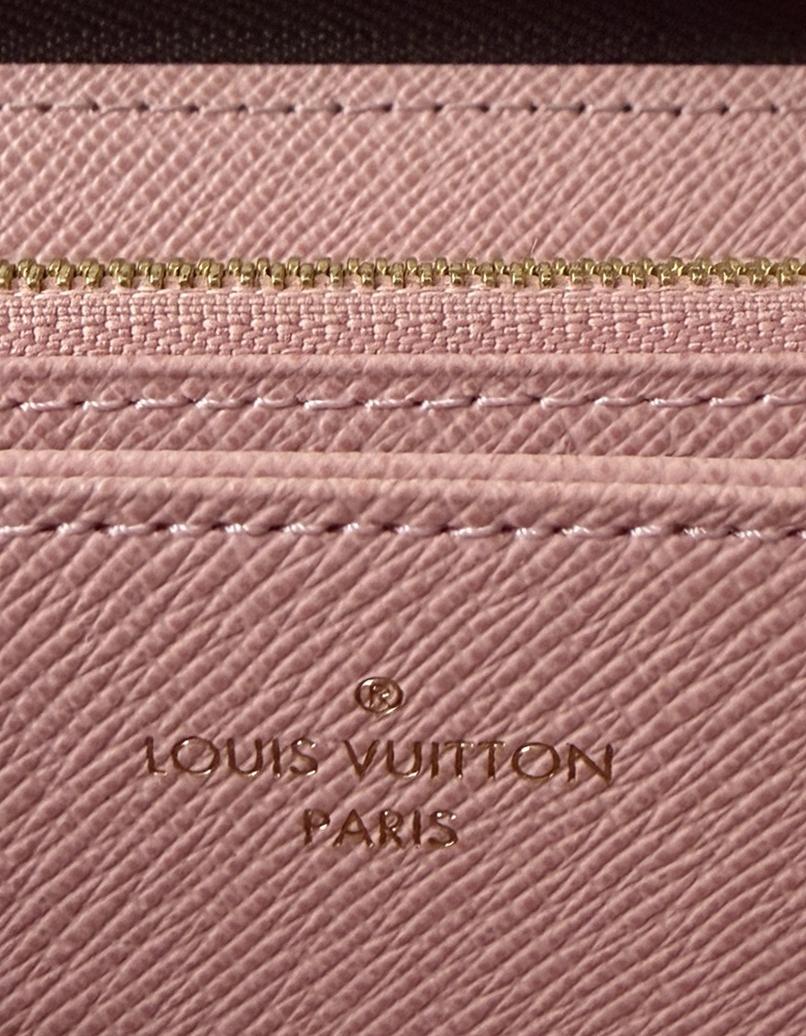 Louis Vuitton Damier Ebene Zippy Wallet w/ Pink Interior in vendita 3