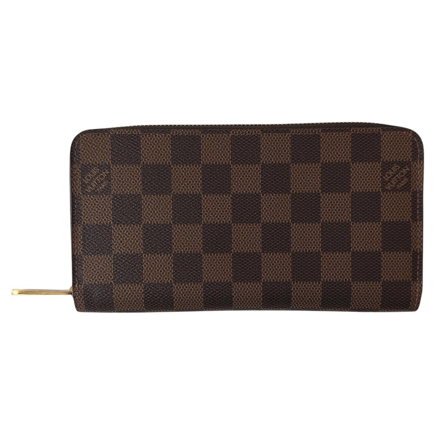 Louis Vuitton Damier Ebene Zippy Wallet w/ Pink Interior