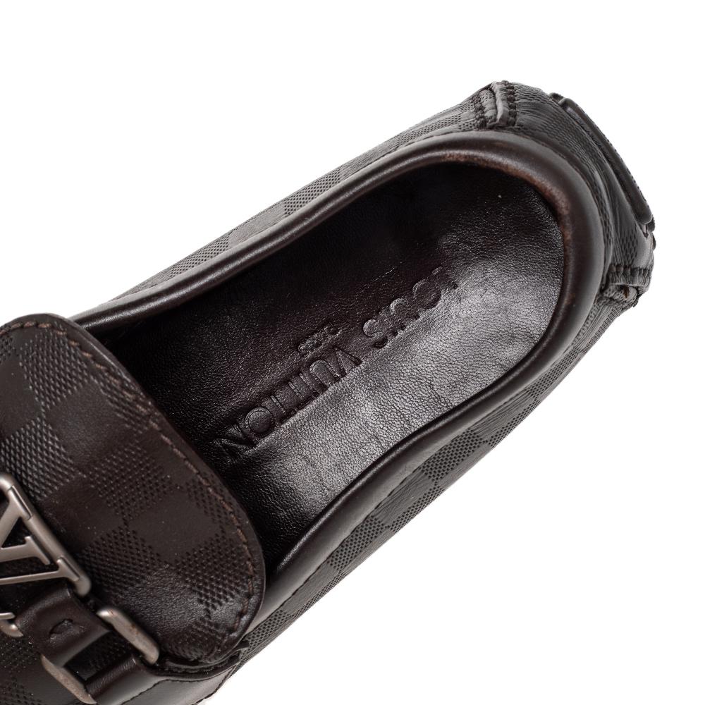 Men's Louis Vuitton  Damier Embossed Leather Hockenheim Slip On Loafers Size