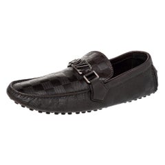 Louis Vuitton  Damier Embossed Leather Hockenheim Slip On Loafers Size