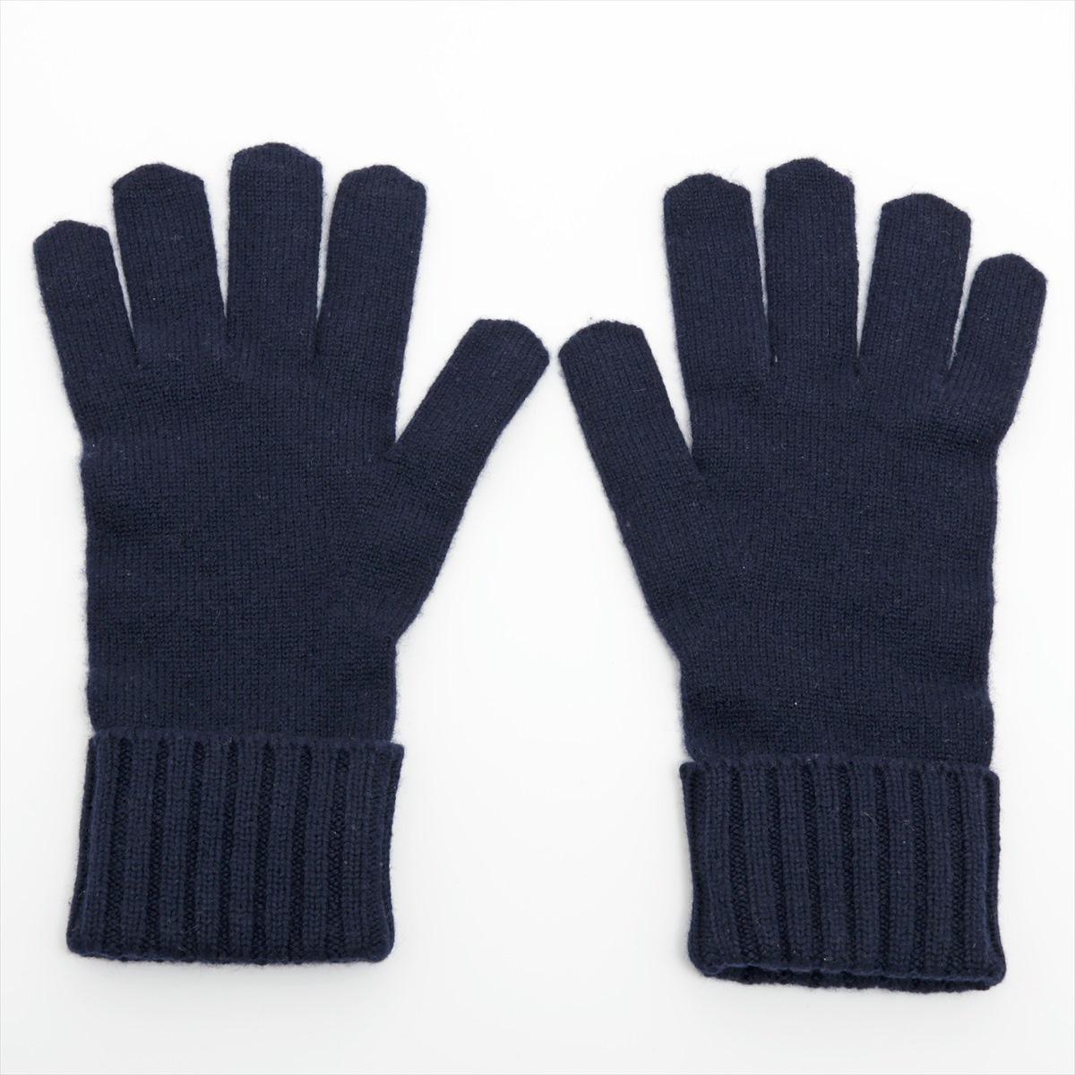 Louis Vuitton Damier-Handschuhe aus Kaschmir in Marineblau im Zustand „Gut“ in Indianapolis, IN