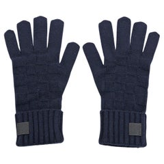 Gants damier bleu marine en cachemire Louis Vuitton