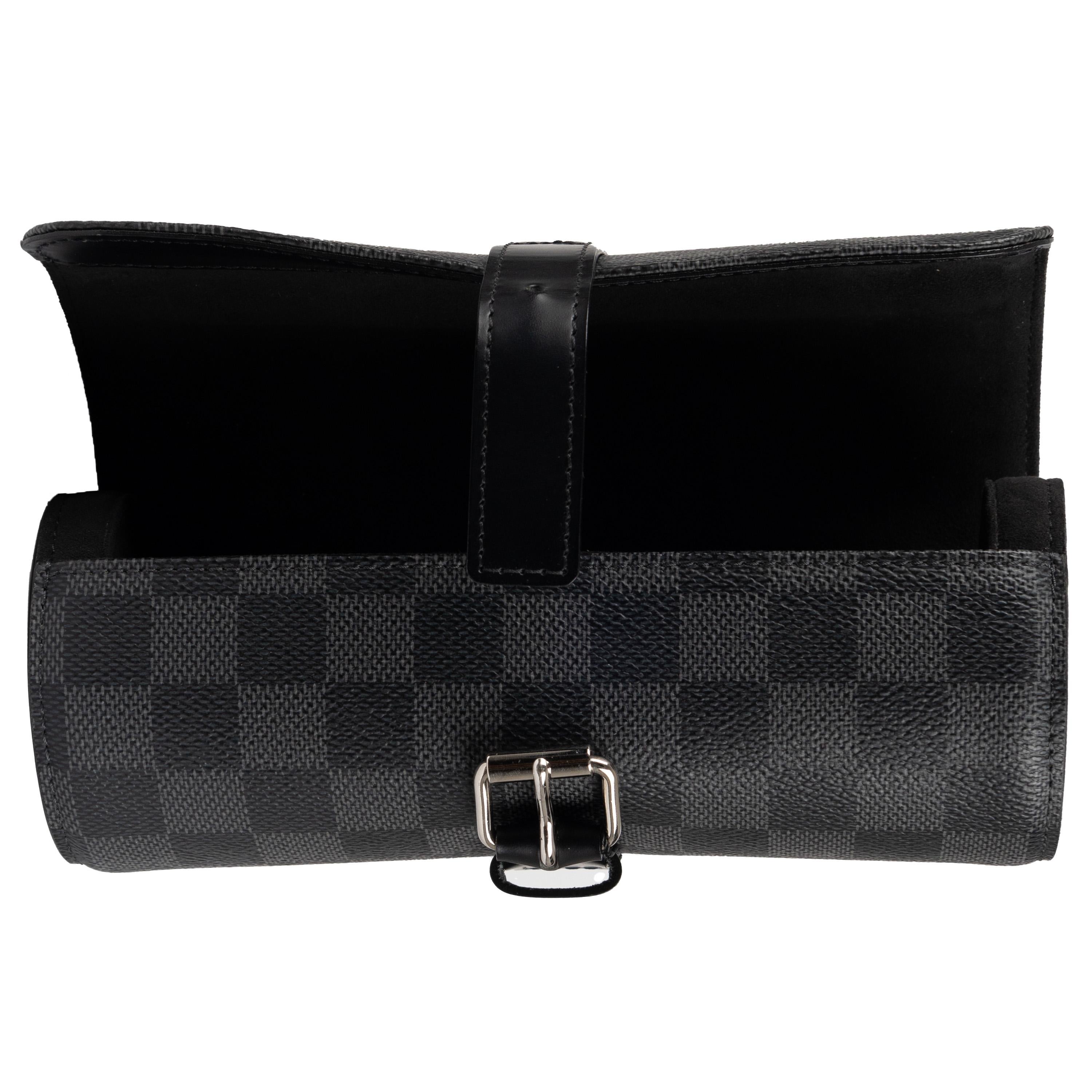 Men's Louis Vuitton Damier Graphite 3 Watch Travel Case