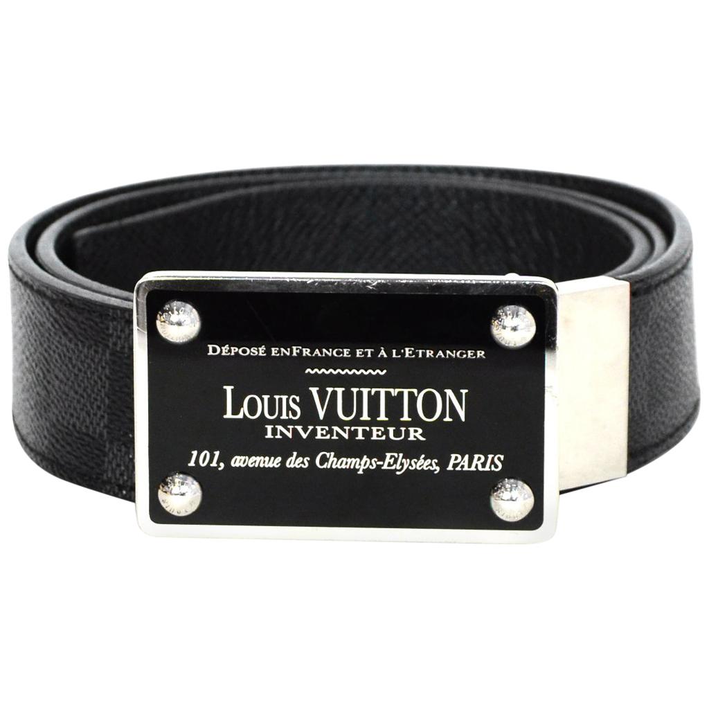 Louis Vuitton Damier Graphite 35mm Inventeur Reversible Belt sz 85cm/34 ...