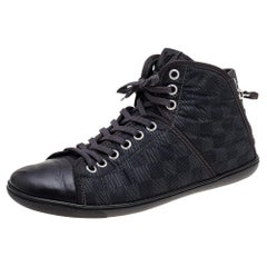 Louis Vuitton Damier Graphite And Leather Trim Zip Up High Top Sneakers Size 44