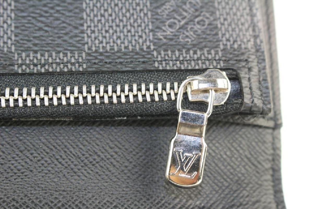 Women's Louis Vuitton Damier Graphite Brazza Wallet Long Flap Black Grey 312lvs517 For Sale