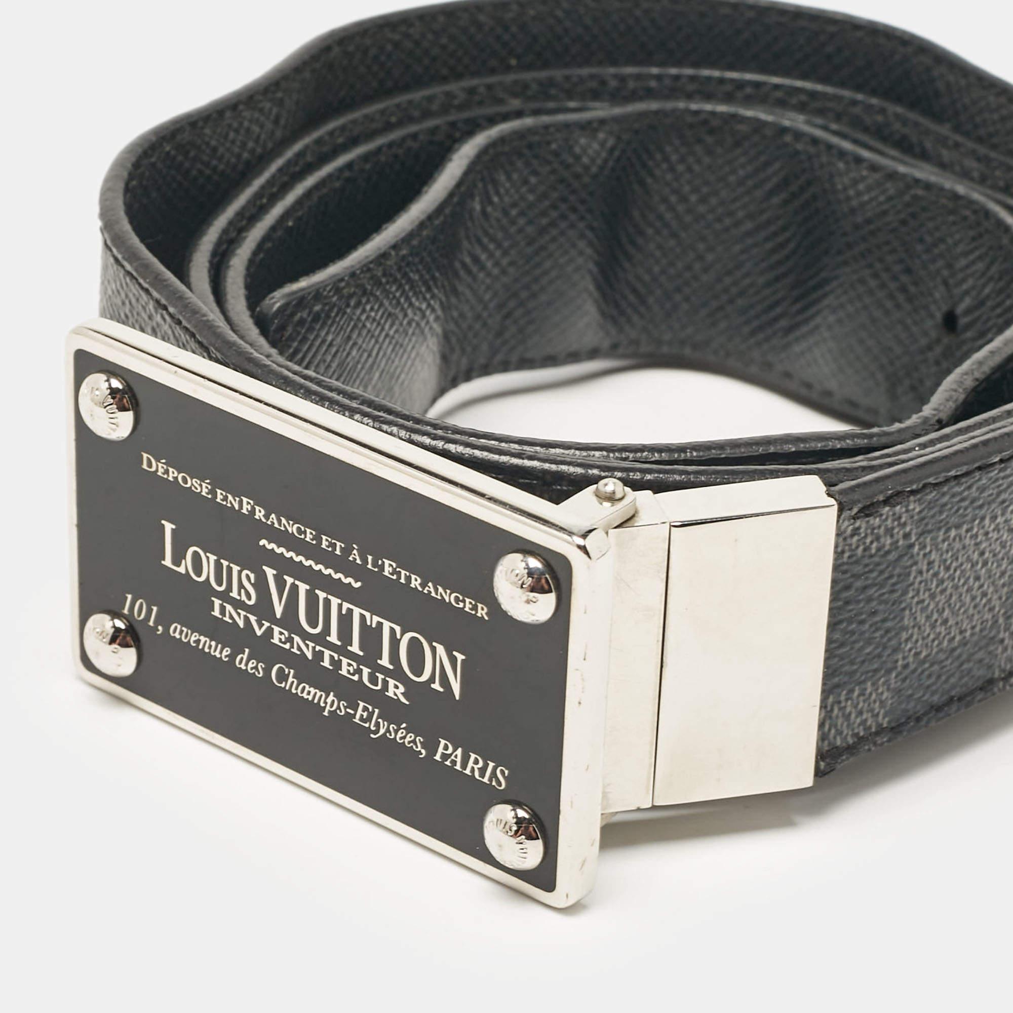 Black Louis Vuitton Damier Graphite Canvas Inventeur Reversible Belt 120 CM For Sale