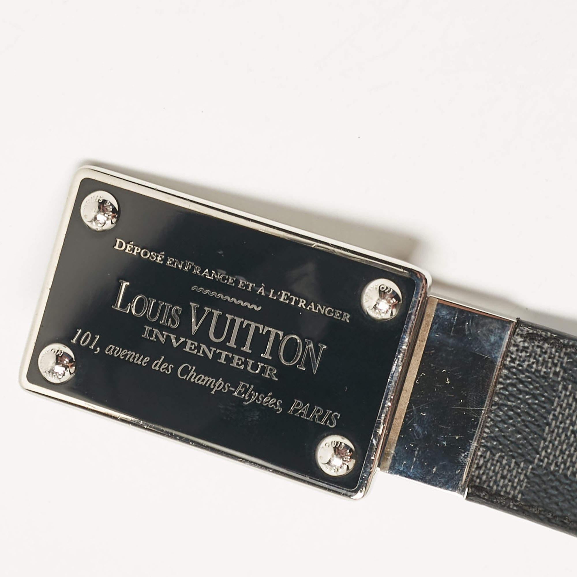 Men's Louis Vuitton Damier Graphite Canvas Inventeur Reversible Belt 120 CM For Sale
