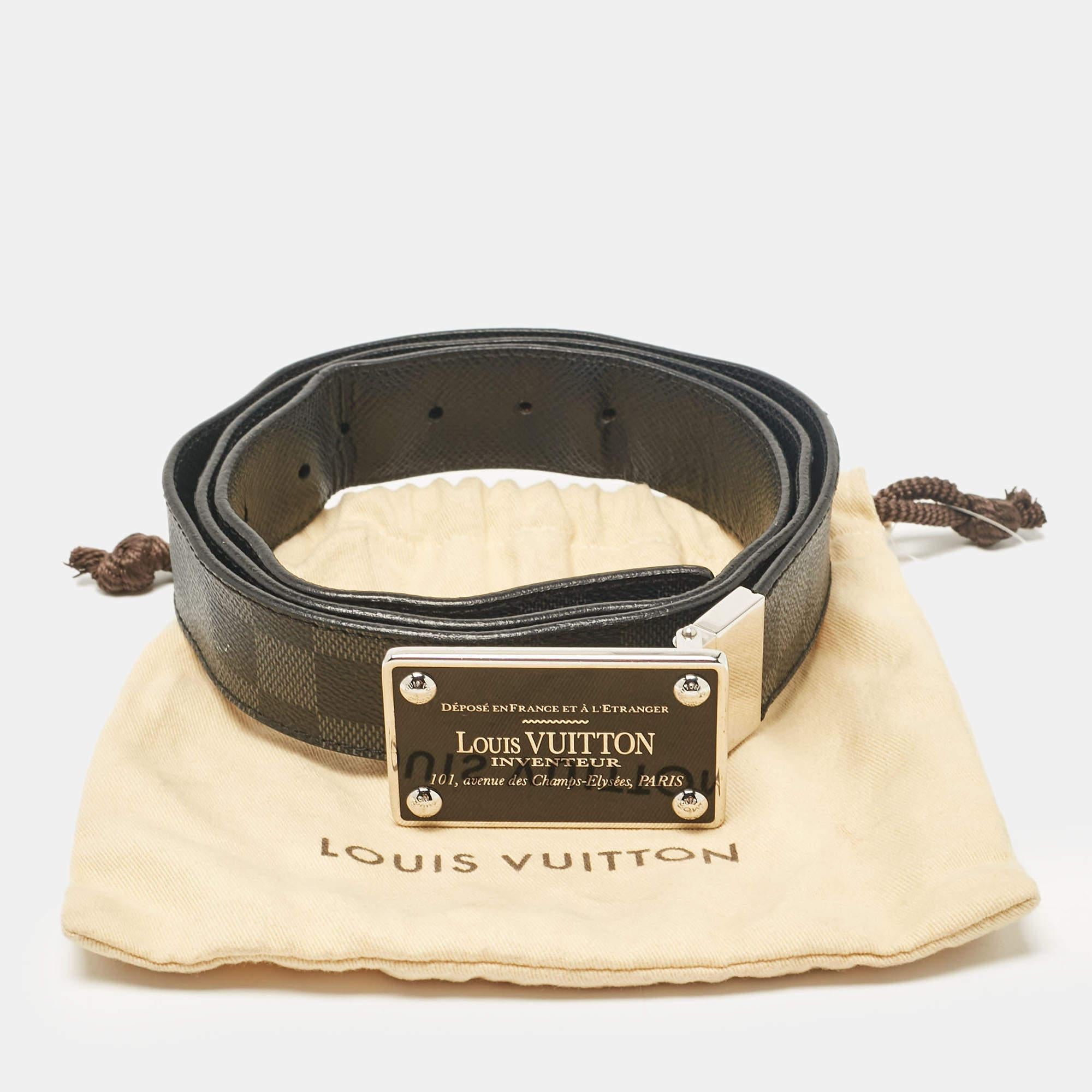 Louis Vuitton Damier Graphite Canvas Inventeur Reversible Belt 120 CM For Sale 2