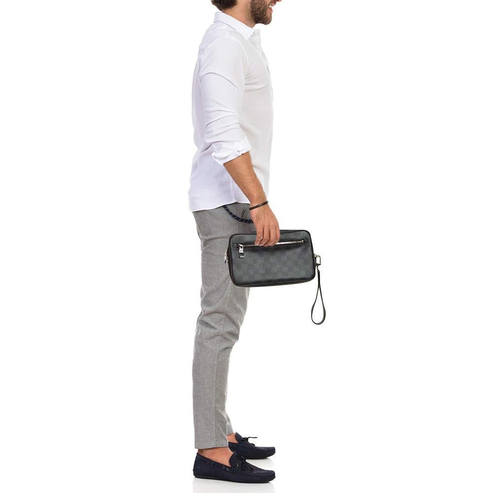 Gris Pochette Kasai Louis Vuitton en toile damier graphite